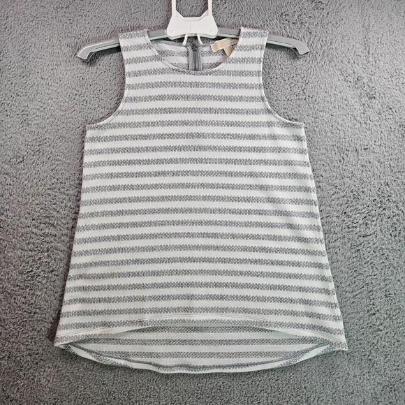 Michael Kors Sleeveless Top Women Small Knit‎ White Gray Striped - S - Picture 1 of 9